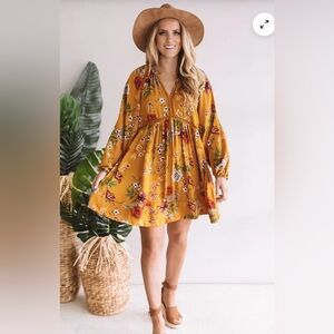 ** Impressions Boutique ** womens shift dresses medium m dress mustard print
